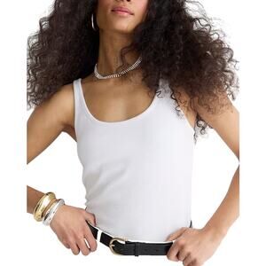 J.Crew White Ribbed Shelf Bra Tank Top XXS NWT | Stretch Layering Basic